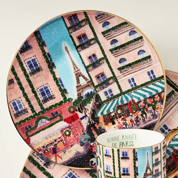 Anthropologie Holiday In The City Dessert Plate Paris 2025 Stoneware New 8.25" - Picture 8 of 9